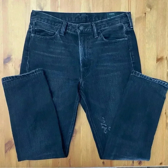 Vince Vintage Straight Jeans Black Wash Distressed - Picture 5 of 12